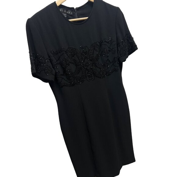 Marianna Vintage Black Short Sleeve Beaded Evening Cocktail Dress - Picture 1 of 7